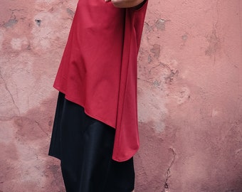 Asymmetrical blouse / Red blouse / Red dress / Oversized shirt / Bohemian top / Asymmetrical top / Plus size shirt / Gift for her