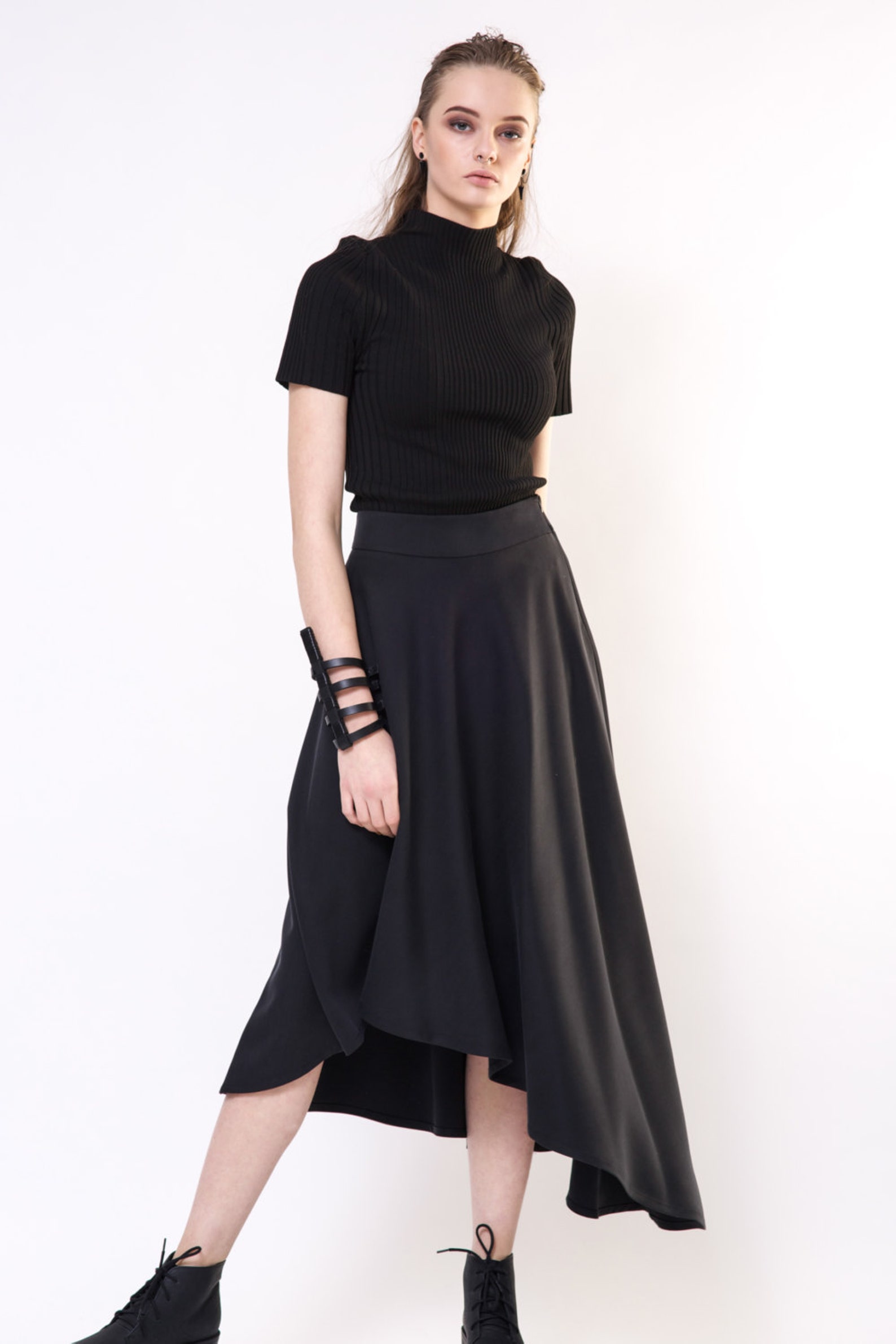 Hight Waist Skirt / Aesthetic Clothing / Midi Skirt / Black - Etsy UK