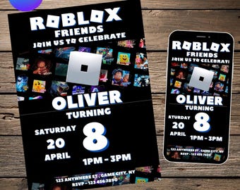 Roblox Birthday Invitation, Editable Roblox Invite, Kids Gamer Party Template, Boy Birthday Evite, Canva Roblox Invitation, Digital Download