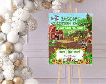 パーソナライズされたRoblox Grow A Gardenの誕生日サイン I GAG I 編集可能なCanvaテンプレート I I デジタルパーティー招待状 I Robloxの男の子と女の子