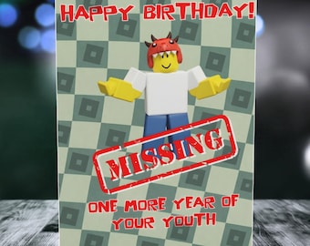Roblox Funny Birthday Card, One More Year of Your Youth Missing Card, Gamer Birthday Card, Printable Digital Birthday Card, Instant Download