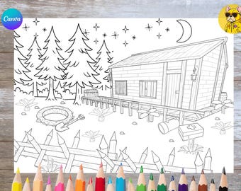 99 Nights in the Forest Activity Party Table Placemat for Boys and Girls | Instant Download I Colouring Page