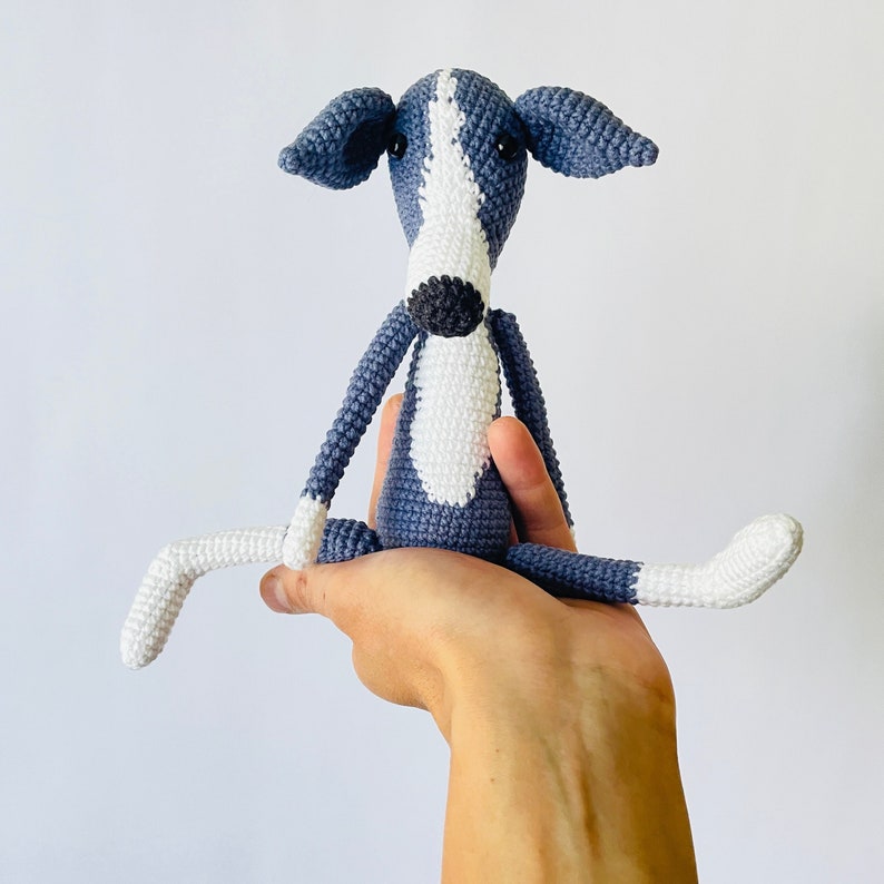 Greyhound plush, Whippet, Italian Greyhound, stuffed dog, dog lover Gray+White