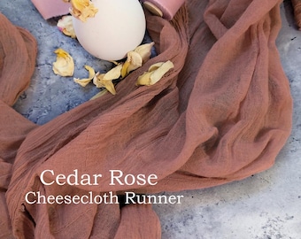 CEDAR ROSE - Cheesecloth Runner. Simply Rustic Wedding Table Centerpiece. Photo Back Drop. New Born Wrap. Events Decor[Azazie color Match]