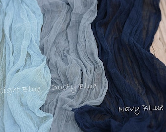 Navy Blue Table Gauze, Light Blue, Dusty Blue Rustic Wedding Table Runner, Aisle Runner, Party Back Drop, Wedding Centerpiece