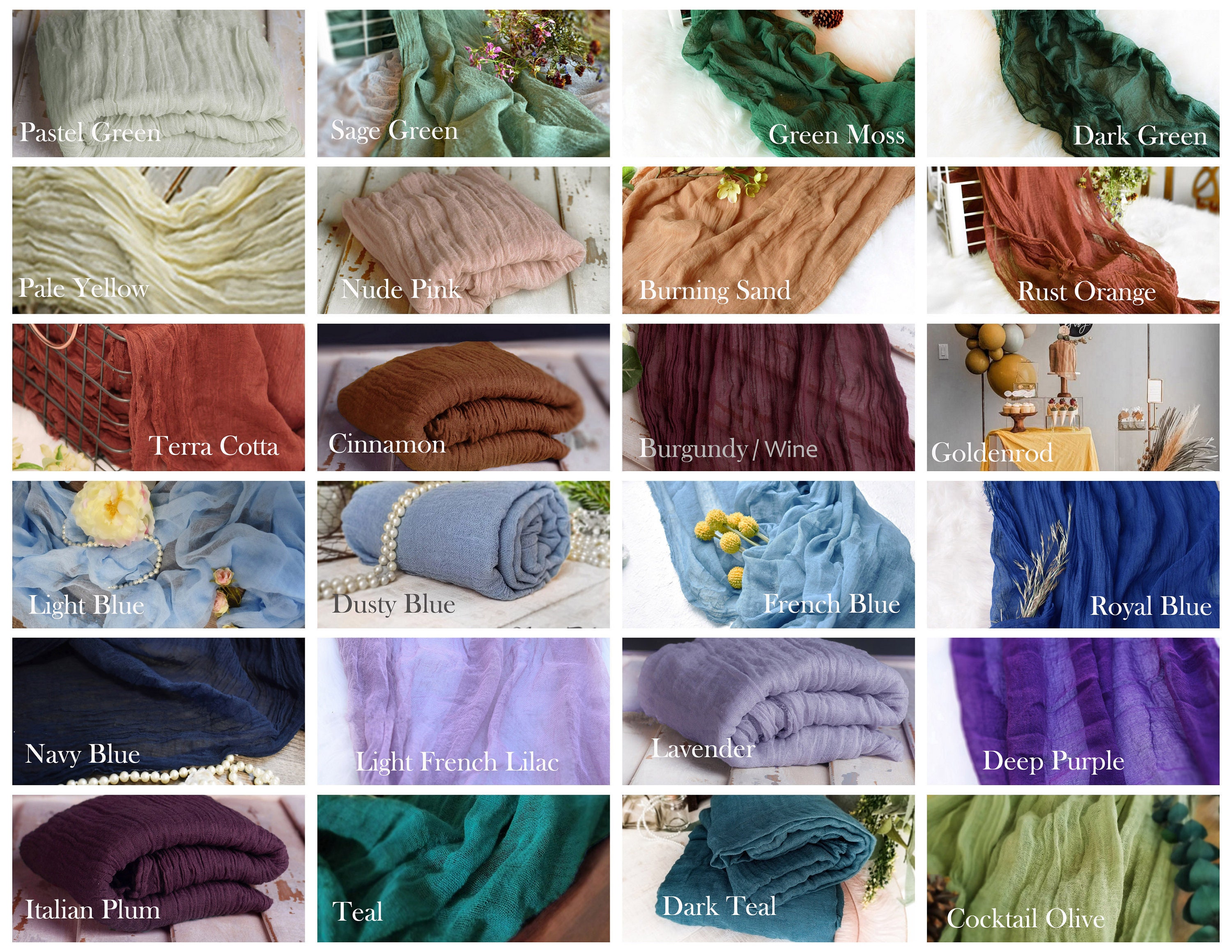 Cheesecloth Wedding Runners, Rustic Bridal shower Decor, Wedding Table Runner, Hand Dyed, Events Centerpieces, Cotton Scrim