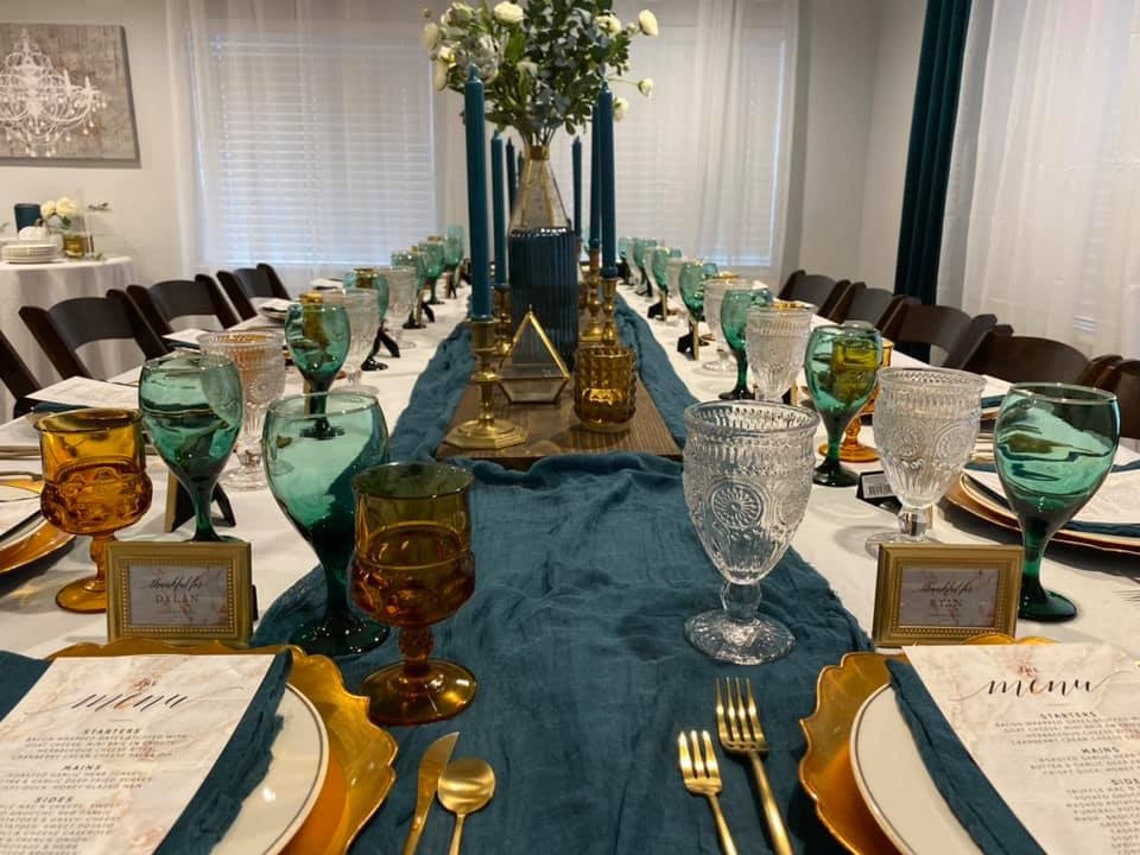 Dark Teal Wedding Gauze Table Runner Table Centerpiece image 1