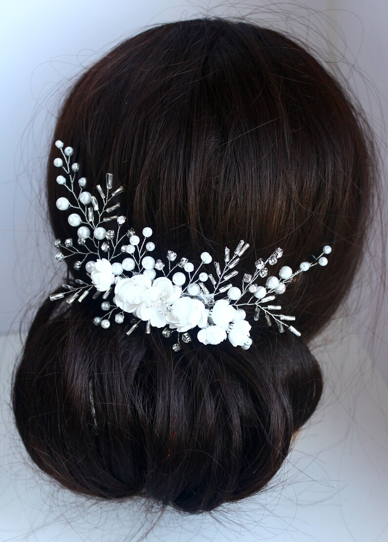 Bridal Comb Flower Hair Comb Bridal Headpiece Crystal Hair Comb Floral Pearl Bridesmaid Hair Vine Bridal Headband Bridal Hair piece