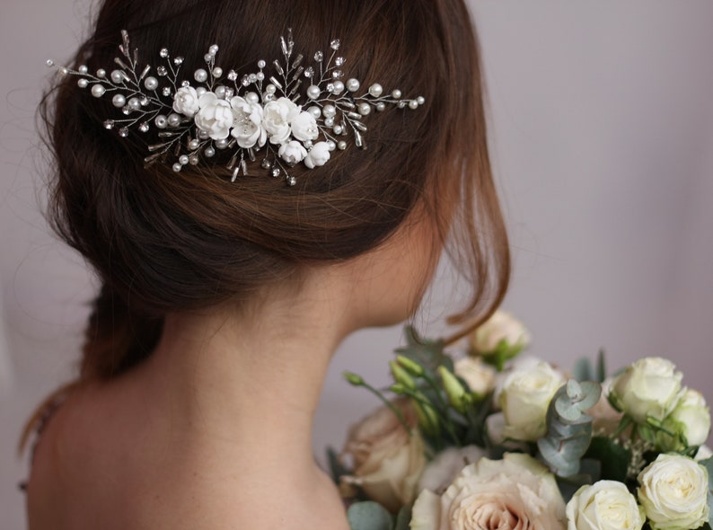 Bridal Comb Flower Hair Comb Bridal Headpiece Crystal Hair Comb Floral Pearl Bridesmaid Hair Vine Bridal Headband Bridal Hair piece