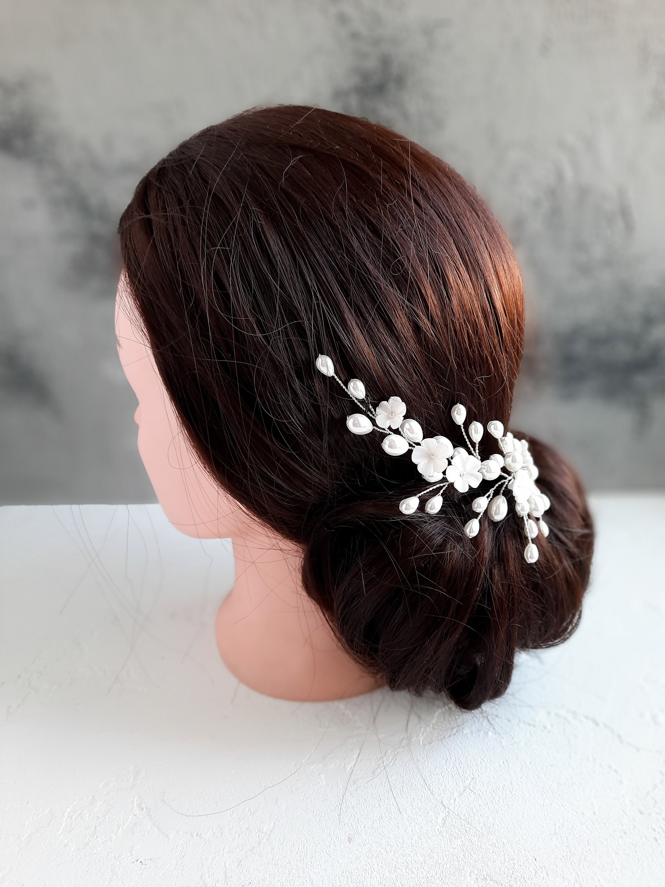 Flower Hair Vine Bridal Hair Piece White Floral Hairpiece Etsy