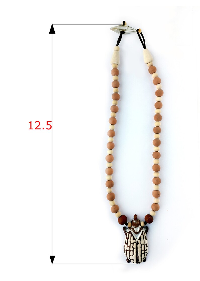 Beetle long necklace Unisex men necklace Ceramic pendant necklace Mens and women necklace Jewelry for men and women Gift for boyfriend
