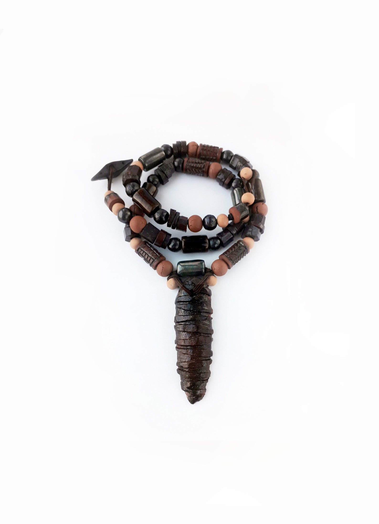 Mens hippie necklace / African long beaded necklace for men Etsy