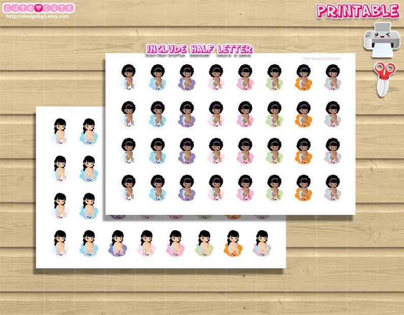 Chic Pedicure Printable Planner Stickers. Kawaii Girl painting Etsy