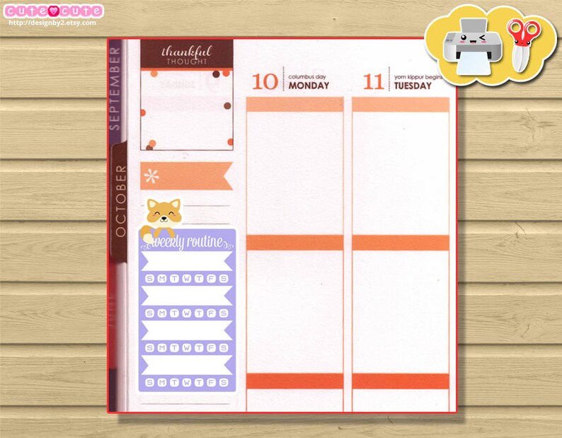 Kawaii Weekly Routine Printable planner stickers Daily habits | Etsy