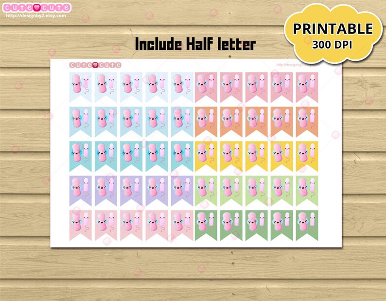 period tracker kawaii printable planner stickers planner