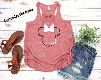 Aangepaste Minnie Mouse tank voor vrouwen, Disney World tank, Mickey Mouse Disney Tee Disney shirt voor tienermeisje, 2024 Disney vakantie shirt