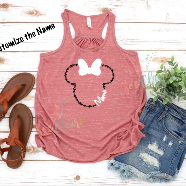 Tanque de Minnie Mouse personalizado para mujeres, tanque de Disney World, camiseta de Mickey Mouse Disney camiseta de Disney para adolescente, camisa de vacaciones de Disney 2024