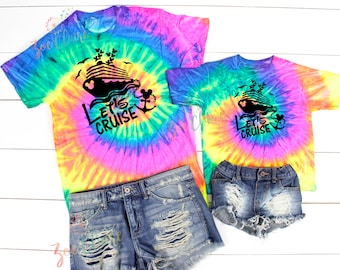 Disney Cruise Family Shirt I Tie Dye Disney Vacation Tee for Group I Matching Family Disney Let's Cruise Shirts I Disneyworld Trip for Kids