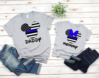 Disneyworld Police Family Shirts, Family Disney Shirts, Disney Mickey and Minnie Blue Line Shirts, Disney Blue Lives Flag Shirt, Disneyland