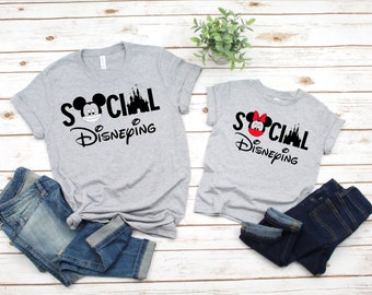 Social Disneying Shirts, Disney Family Quarantine Shirts, Disney Family Shirts with Masks, Matching Family Disney Shirt, Mickey Minnie Shirt