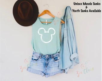 Disney Family Shirts, Minnie Mouse Muscle Tank, Women's Disney Scoop Tank Top, Mickey Muscle Tee, Magic Kingdom Shirt, Disney Vacation Shirt