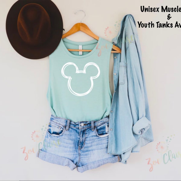 Chemises famille Disney, débardeur Minnie Mouse, débardeur échancré Disney pour femme, t-shirt Mickey Muscle, chemise Magic Kingdom, chemise vacances Disney