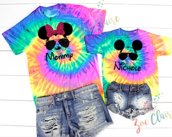 Disney World Tie Dye Shirts, Disney Mickey Aviator T-Shirt, Minnie With Sunglasses Tank, Family Disney Vacation Tee, Matching Disney Tees