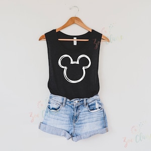 Disney Family Shirts, Minnie Mouse Muscle Tank, Women's Disney Scoop Tank Top, Mickey Muscle Tee, Magic Kingdom Shirt, Disney Vacation Shirt image 6