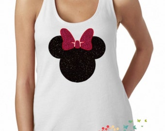 Disney Princess I Glitter Minnie Mouse Tank Top I Disney Mickey, Minnie Ears I Mickey Mouse Tanks I Disney Family T Shirt