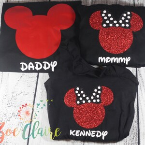 Custom Disney Family Tee Shirts Matching Minnie Mouse Disneyworld Shirt Personalized Group Mickey Apparel Glitter Tank Top I 2023 Gift image 2