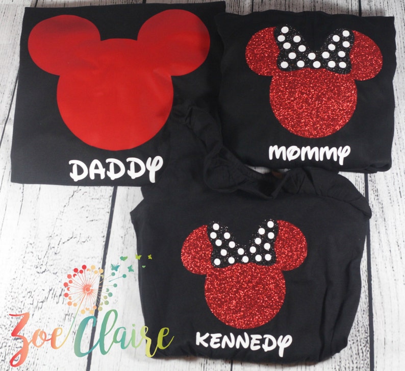 Custom Disney Family Tee Shirts Matching Minnie Mouse Disneyworld Shirt Personalized Group Mickey Apparel Glitter Tank Top I 2023 Gift image 2