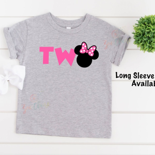 Disney Minnie Mouse Two Birthday Shirt I 2nd Birthday Tee I I'm Twodles T-Shirt I Minnie Mouse Birthday I  Birthday Girl I 2nd Bday Shirts