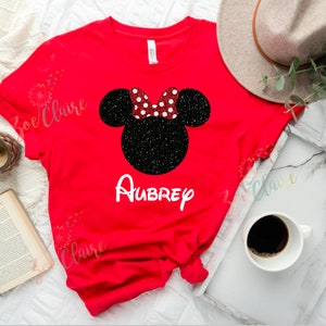 CUSTOM Disney Glitter Minnie Mouse Matching Shirts, Disneyworld Mickey Mouse Family Outfits, Women and Men Disney tshirts, Glitter Tank