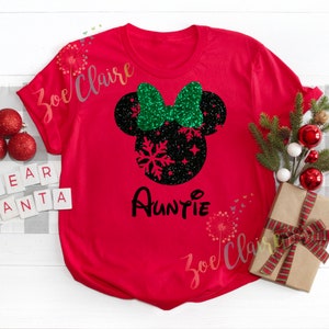 CUSTOM Christmas Disney Shirts, Disneyworld Personalized Christmas Family Trip Outfit, Minnie Mouse and Mickey Mouse Family Matching Shirts