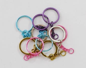 Bagues brisées double boucle 25 mm avec porte-clés - Choix de couleurs - Porte-clés en métal utilisés pour de nombreuses créations, bijoux et créations ménagères