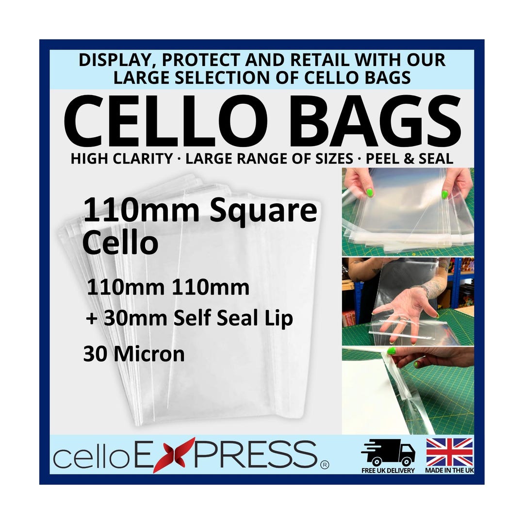 Celloexpress 110mm X 110mm + 30mm Self Seal Flap - Cellophane Display ...
