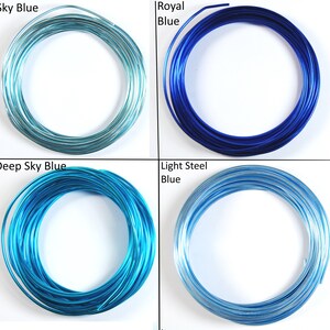 May include: Four spools of wire in different shades of blue. The spools are labeled "Sky Blue", "Royal Blue", "Deep Sky Blue", and "Light Steel Blue".