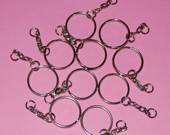 25mm SLIM SILVER Double Loop Split Rings With Keychains - Metal Keychains Used For Many Crafting, Jewellery and Household Situations