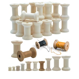 Wooden Spools Empty Bobbins - Natural Thread Ribbon Reel Sewing Stitching Crafts