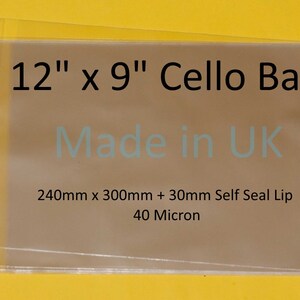 9x12 Cello Bags -  UK