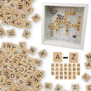 Carreaux de scrabble en bois, lettre sans chiffre de A à Z - 18 mm x 20 mm - travaux manuels, cadres de boîtes, cadeaux, scrapbooking