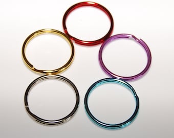 Anneau fendu rond uni de 25 mm à double boucle - Choix de couleurs - pour porte-clés et fabrication artisanale