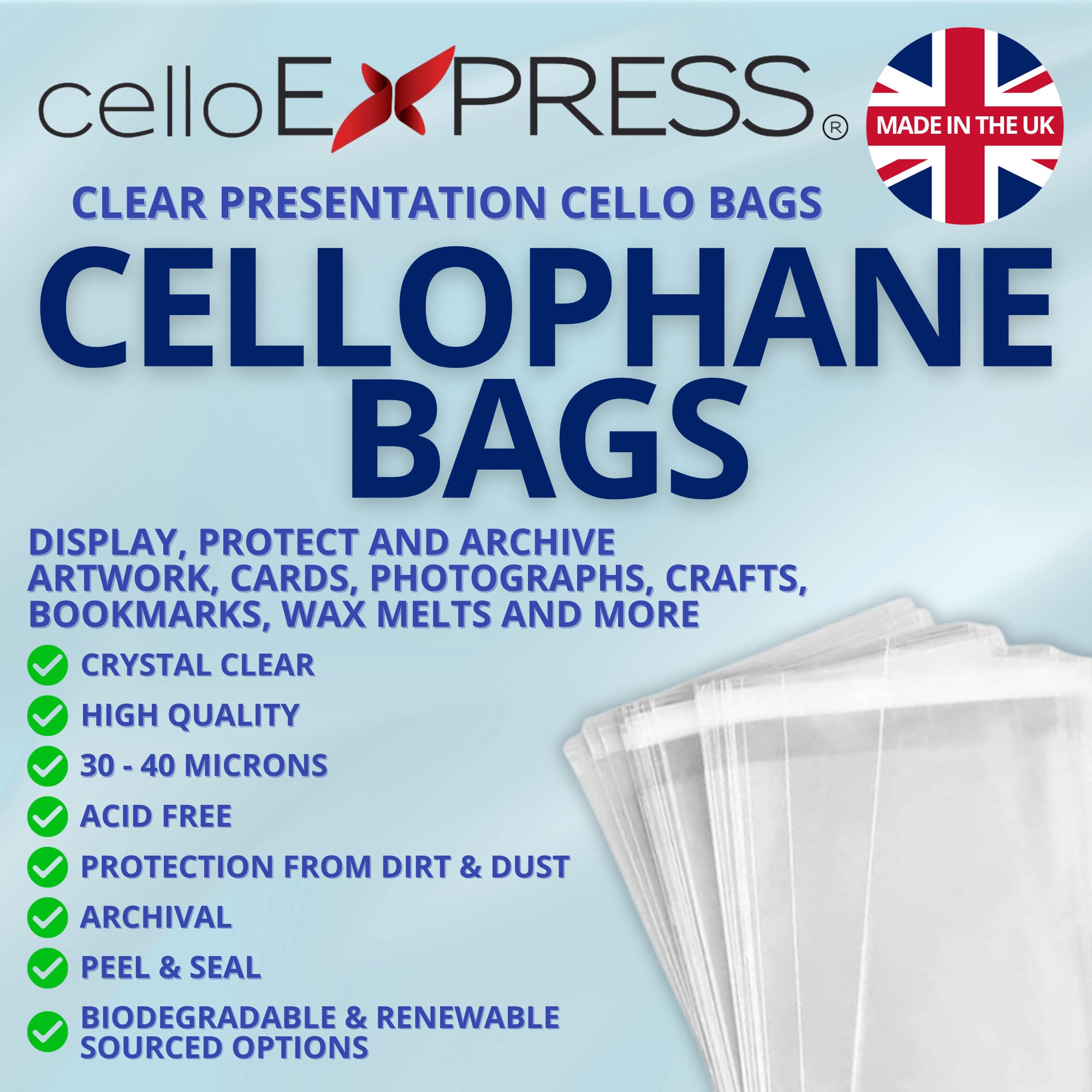 Crystal Clear Archival, Acid-Free Cellophane Bags - Package of 25