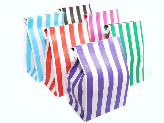 Paper Stripe Design Pick N Mix Candy Sweet Bags 11cm X 24cm Choice