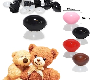 20 mm x 16 mm Dreieck Nasen mit Kunststoffrücken - Auswahl an Farben - Für Stofftiere/Teddybären