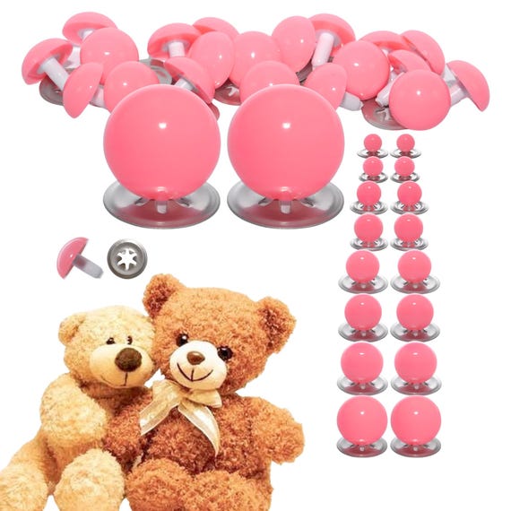 Solid Pink Safety Eyes 6mm to 18mm with Metal Backs for Teddy Bear/Animal Soft Toy Making