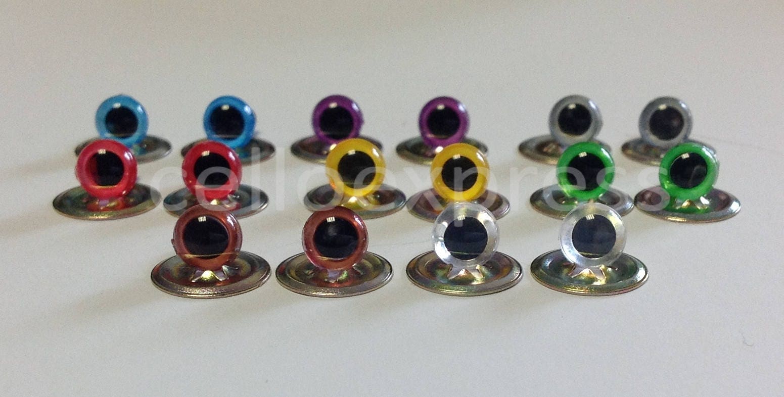 6 PAIR Plastic Safety Eyes Transparent Colors 14mm to 18mm Teddy