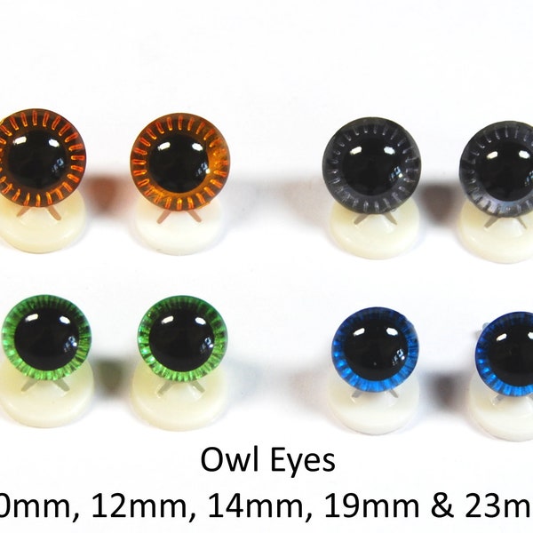 14mm Eulen-Augen mit KUNSTSTOFF-Rücken - Wahl der Farbe - Teddybär machen Stofftier Puppe Tier Handwerk