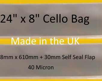 40 Micron Cellophane Artist Display Bags Self Seal Pack of 1000 Cello Size 234mm x 324mm+ 30mm Flap C4