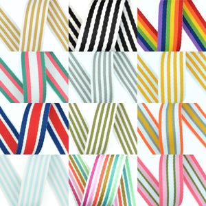 Sangle rayée en mélange de polyester de 38 mm - Différentes couleurs, poignée fourre-tout en ruban adhésif